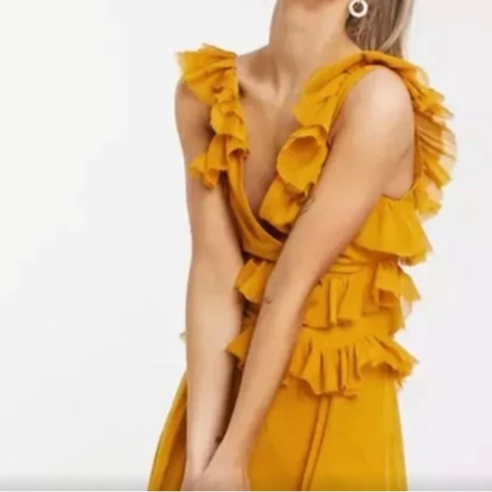 ASOS Mustard Ruffle Mini Dress
